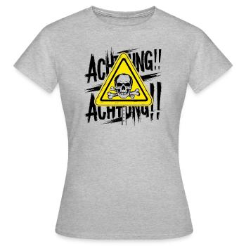 Achtung - Frauen T-Shirt - Grau meliert - Vorne - AI Model Female 172 dark (172cm)