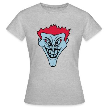 psycho psychopath verrueckt clown joker grinsen mu - Frauen T-Shirt - Grau meliert - Vorne - AI Model Female 172 dark (172cm)