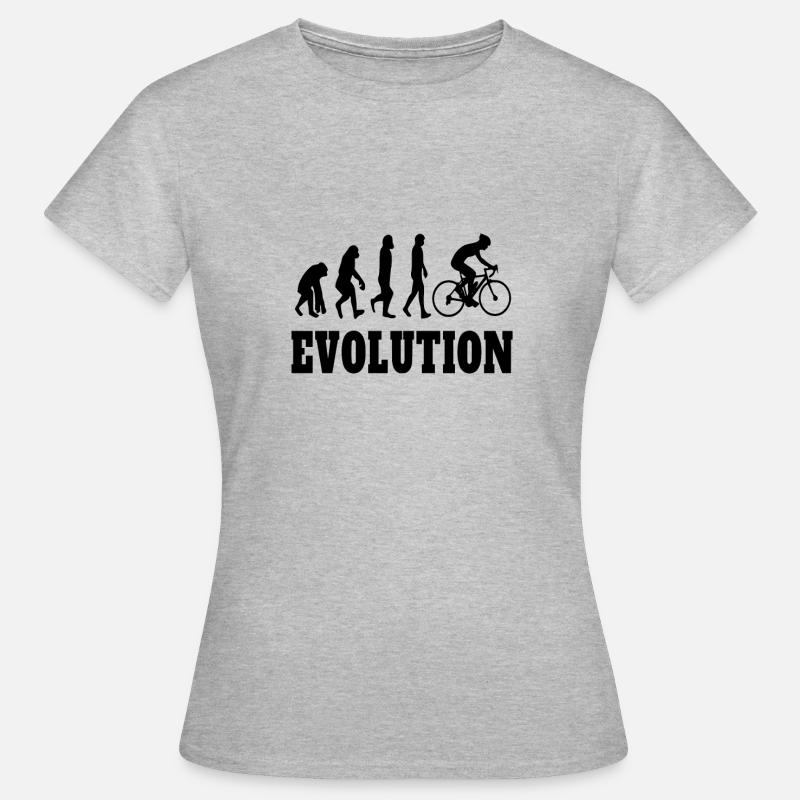 Evolution Radfahren - Frauen T-Shirt - Grau meliert
