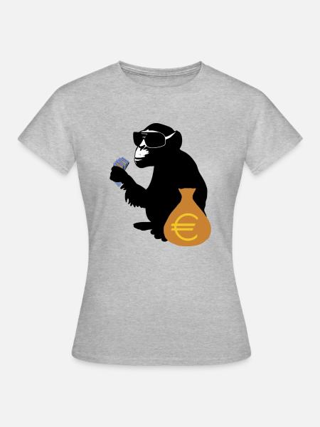 euro monkey - Frauen T-Shirt - Grau meliert
