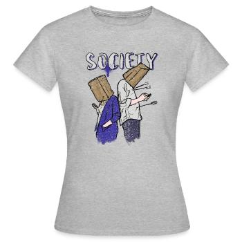 Smartphone Society - Critique sociale - T-shirt Femme - gris chiné - Devant - AI Model Female 172 dark (172cm)