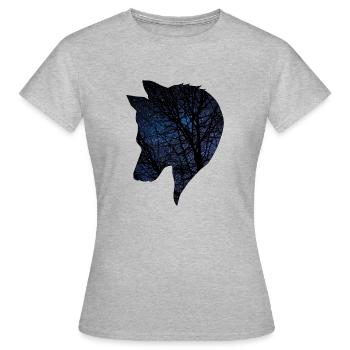 Loup dans le ciel nocturne - T-shirt Femme - gris chiné - Devant - AI Model Female 172 dark (172cm)