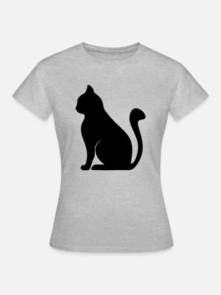 silueta de gato - Camiseta mujer - gris jaspeado