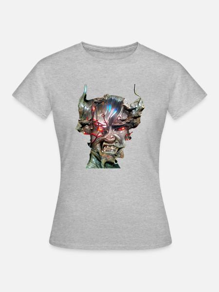 Cyber Demon Face - Frauen T-Shirt - Grau meliert