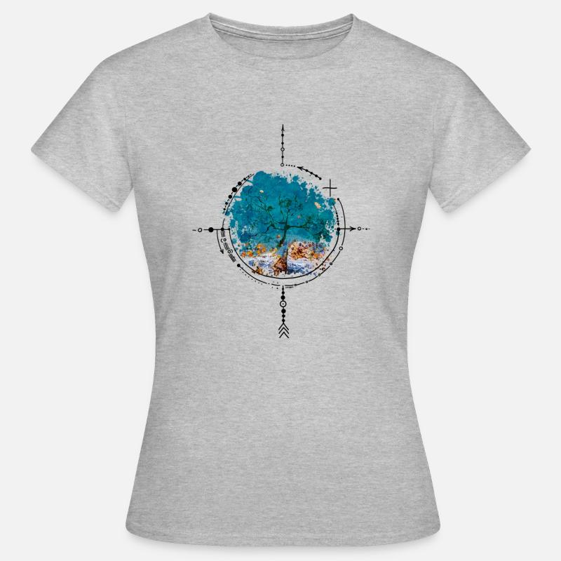 Compass with tree reflection - watercolor version - Women's T-Shirt - heather grey