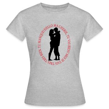 Tu me manque - T-shirt Femme - gris chiné - Devant - AI Model Female 172 dark (172cm)