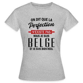 je suis Belge / belge et parfait - T-shirt Femme - gris chiné - Devant - AI Model Female 172 dark (172cm)