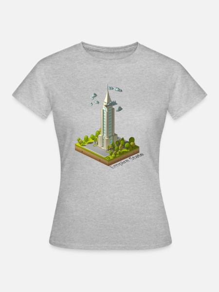 Geometrisches Low-Poly-Empire-Gebäude - Frauen T-Shirt - Grau meliert