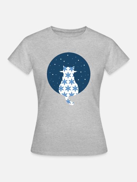 Cat watching snowflakes - Women's T-Shirt - heather grey