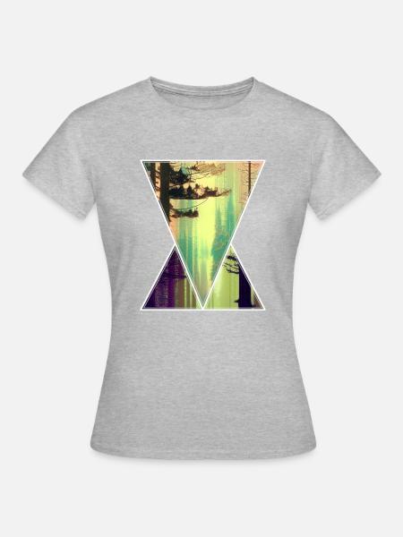 forest polygon - Frauen T-Shirt - Grau meliert