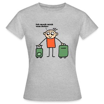 Mann mit Koffern - Mach mich vom Acker - Frauen T-Shirt - Grau meliert - Vorne - AI Model Female 172 dark (172cm)