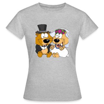 Tierhochzeit - Frauen T-Shirt - Grau meliert - Vorne - AI Model Female 172 dark (172cm)