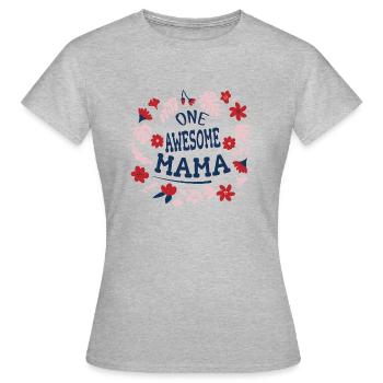 Muttertag Geschenkidee One Awesome Mama - Frauen T-Shirt - Grau meliert - Vorne - AI Model Female 172 dark (172cm)