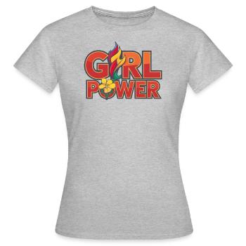 Floral Girl Power - T-shirt Femme - gris chiné - Devant - AI Model Female 172 dark (172cm)