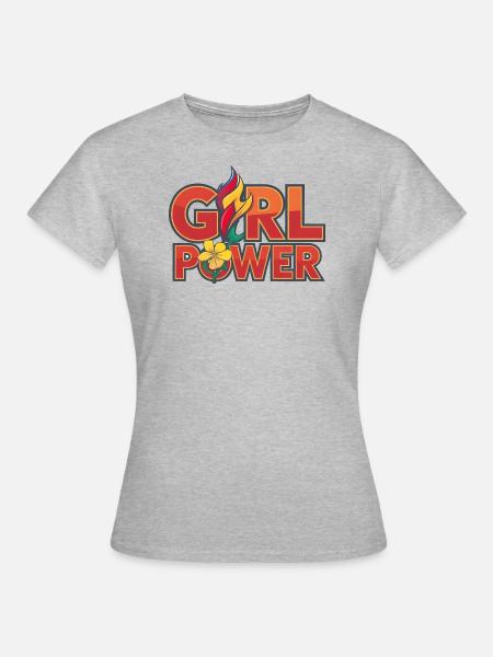 Blumige Frauenpower - Frauen T-Shirt - Grau meliert