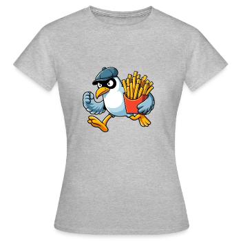 North Sea Seagull French Fries Thief Sea Fast Food - Women's T-Shirt - heather grey - Front - AI Model Female 172 dark (172cm)