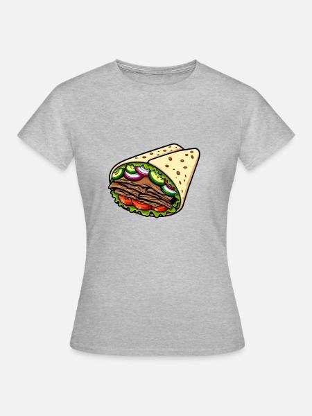 Döner Kebab Dürüm Yufka Sandwich Niemiecki Streetfood - Koszulka damska - szary melanż
