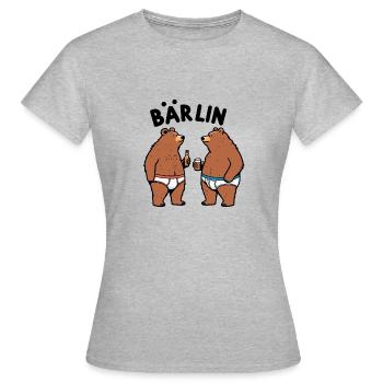 Bärlin Party Beer Bear Gang Berlin en caleçon - T-shirt Femme - gris chiné - Devant - AI Model Female 172 dark (172cm)