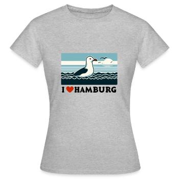 North Sea Moin Seagull I LOVE Hamburg Hanseatic City Love - Women's T-Shirt - heather grey - Front - AI Model Female 172 dark (172cm)