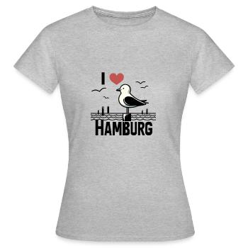 North Sea Moin Seagull I LOVE Hamburg Hanseatic City Love - Women's T-Shirt - heather grey - Front - AI Model Female 172 dark (172cm)