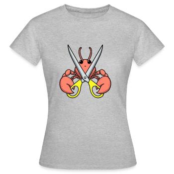 Bande dessinée homard crabe homard homard langouste jaune ciseaux - T-shirt Femme - gris chiné - Devant - AI Model Female 172 dark (172cm)