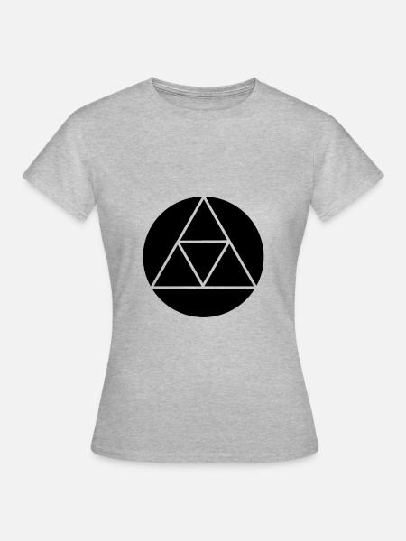 Triforce Dreieck Symbol Grundfarben - Frauen T-Shirt - Grau meliert