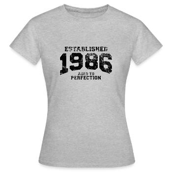 established 1986 - aged to perfection - Frauen T-Shirt - Grau meliert - Vorne - AI Model Female 172 dark (172cm)