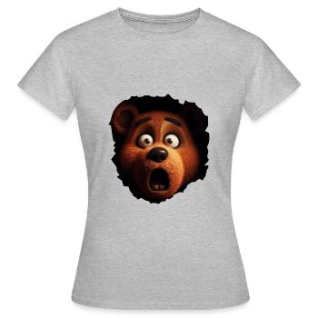 Schockierter Bär - Frauen T-Shirt - Grau meliert - Vorne - AI Model Female 172 dark (172cm)