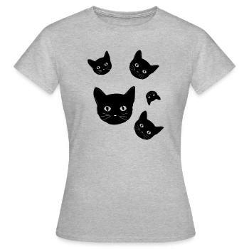 Chats,chat,tête de chat,chat noir - T-shirt Femme - gris chiné - Devant - AI Model Female 172 dark (172cm)