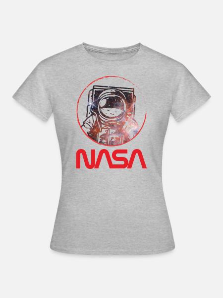NASA Logo Und Astronaut Im Galaxie-Design - Frauen T-Shirt - Grau meliert