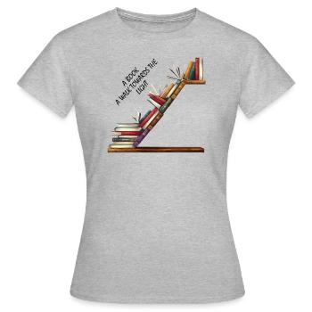 books - "A Book, a Walk Towards the light - Women's T-Shirt - heather grey - Front - AI Model Female 172 dark (172cm)