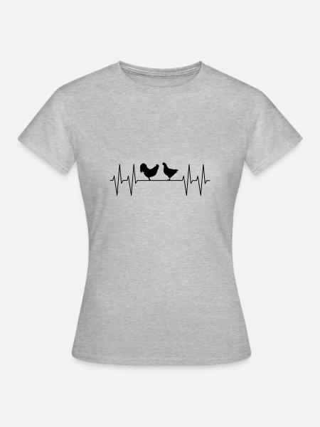 Mijn hart klopt voor mijn kippen - Vrouwen T-shirt - grijs gemêleerd