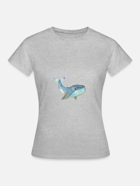 Wal Aquarell - Frauen T-Shirt - Grau meliert