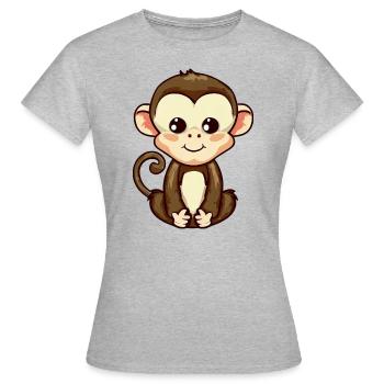 Singe assis, méditant et relaxant - T-shirt Femme - gris chiné - Devant - AI Model Female 172 dark (172cm)