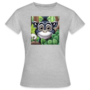 Singe heureux - T-shirt Femme - gris chiné - Devant - AI Model Female 172 dark (172cm)