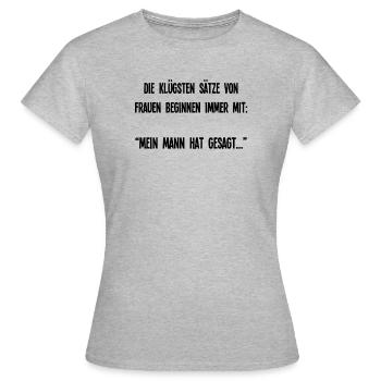 Macho Tshirt funny sayings men Tshirt - Women's T-Shirt - heather grey - Front - AI Model Female 172 dark (172cm)