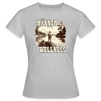 Vintage Angler Herren T-Shirt für Sportangler - Frauen T-Shirt - Grau meliert - Vorne - AI Model Female 172 dark (172cm)