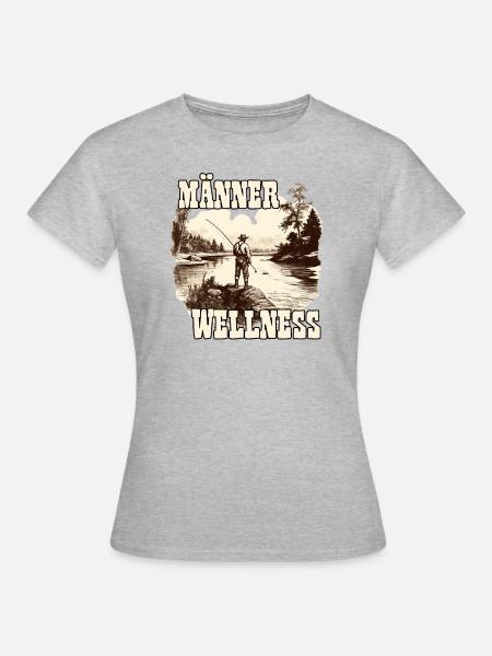 Vintage Angler Herren T-Shirt für Sportangler - Frauen T-Shirt - Grau meliert