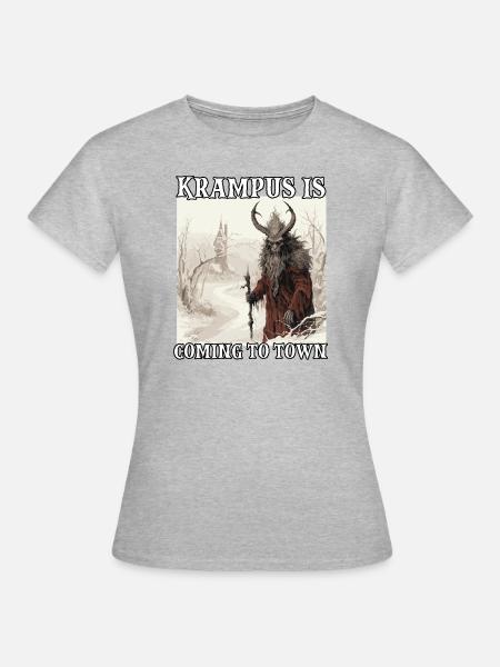 Krampus Maske | Krampus Kostüm Kramperl | - Frauen T-Shirt - Grau meliert