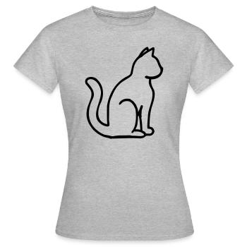 Kätzchen Stubentiger Katze Cat Kitten - Frauen T-Shirt - Grau meliert - Vorne - AI Model Female 172 dark (172cm)