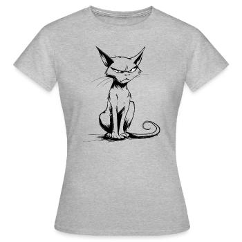 Grim Cat - Women's T-Shirt - heather grey - Front - AI Model Female 172 dark (172cm)