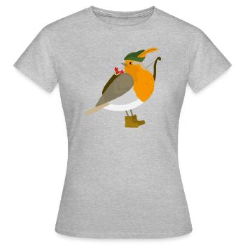 Robin des Bois Rouge-gorge coloré - T-shirt Femme - gris chiné - Devant - AI Model Female 172 dark (172cm)
