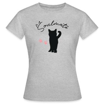 Soulmate Katze - Frauen T-Shirt - Grau meliert - Vorne - AI Model Female 172 dark (172cm)