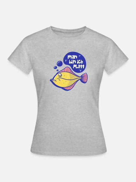 Flunder - Man bin ich platt - Frauen T-Shirt - Grau meliert