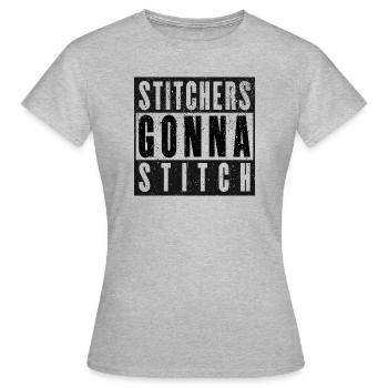 Sticker gehen zum Stitchen - Weihnachts- und Geburtstagsgeschenk - Frauen T-Shirt - Grau meliert - Vorne - AI Model Female 172 dark (172cm)