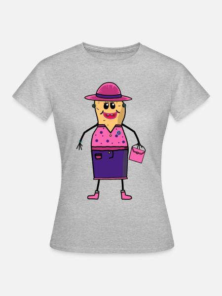 Erdnuss Frau Fräullein weiblich Traumfrau Nuss - Frauen T-Shirt - Grau meliert