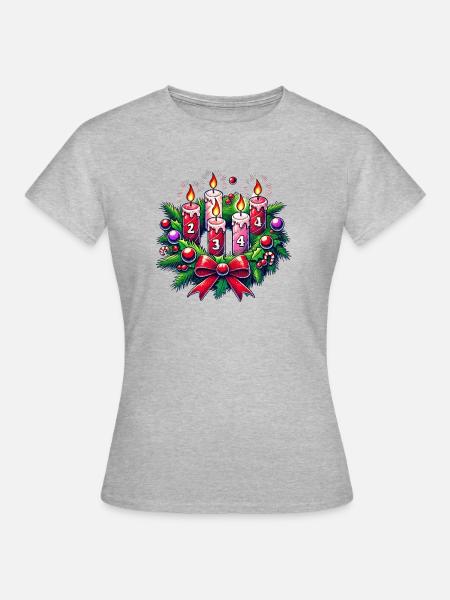 Adventskranz - Frauen T-Shirt - Grau meliert