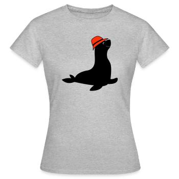 seal fishing hat - Women's T-Shirt - heather grey - Front - AI Model Female 172 dark (172cm)