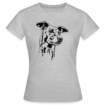 GREYHOUND Portrait Greyhound Greyhounds Wilsigns - T-shirt Femme - gris chiné - Devant - AI Model Female 172 dark (172cm)