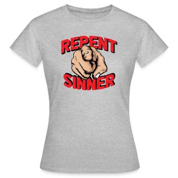 Repent Sinner Red - Women's T-Shirt - heather grey - Front - AI Model Female 172 dark (172cm)